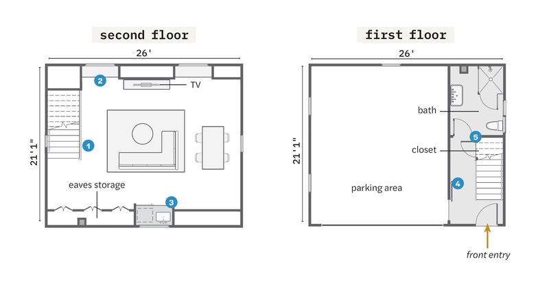 Fall 2021 Before & After Garage, floor plans