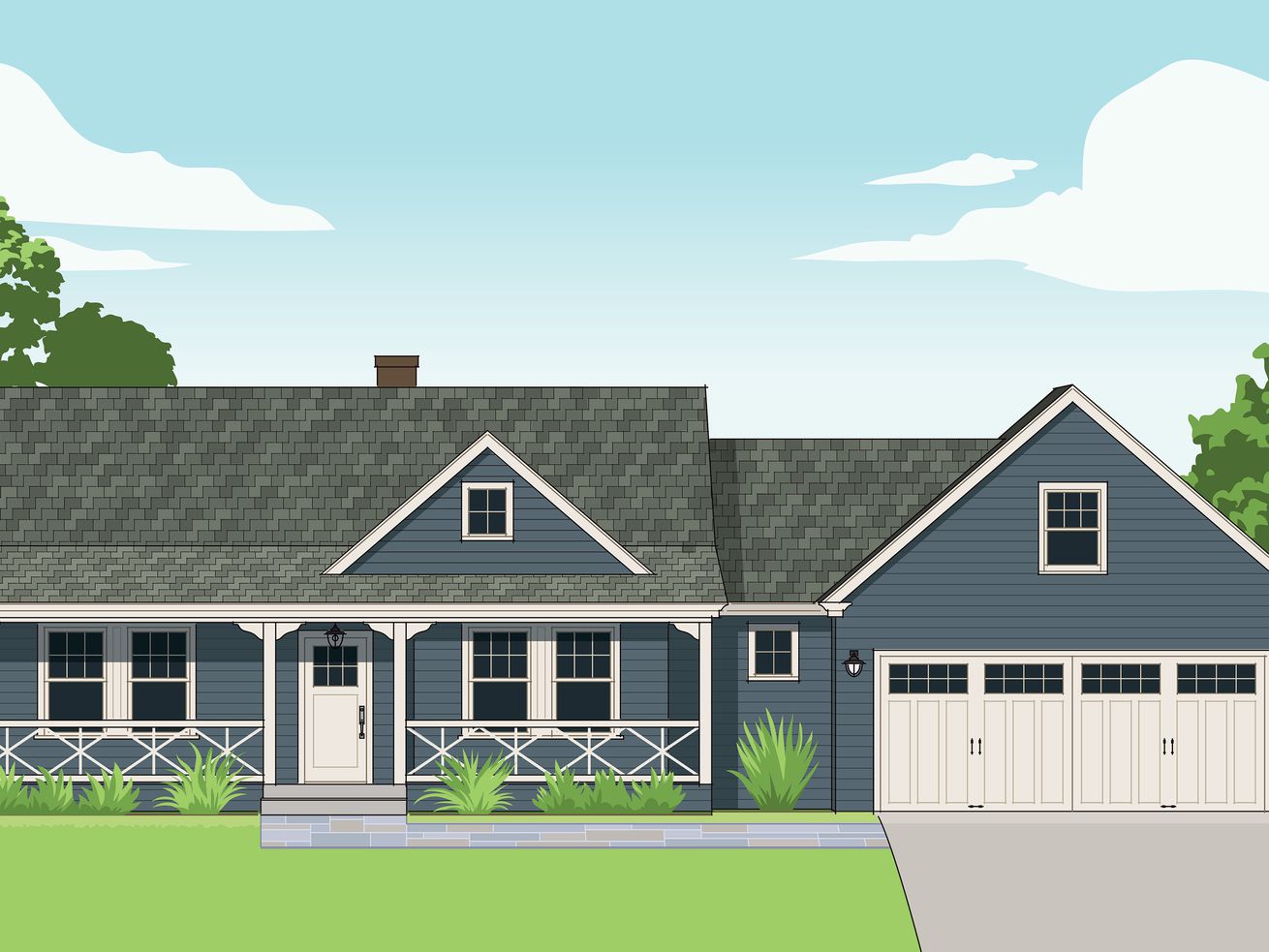 Fall 2021 Curb Appeal, 1950s Cape remodel illustration