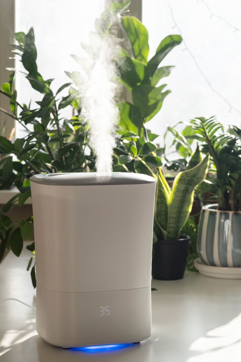 A humidifier surrounded by plants